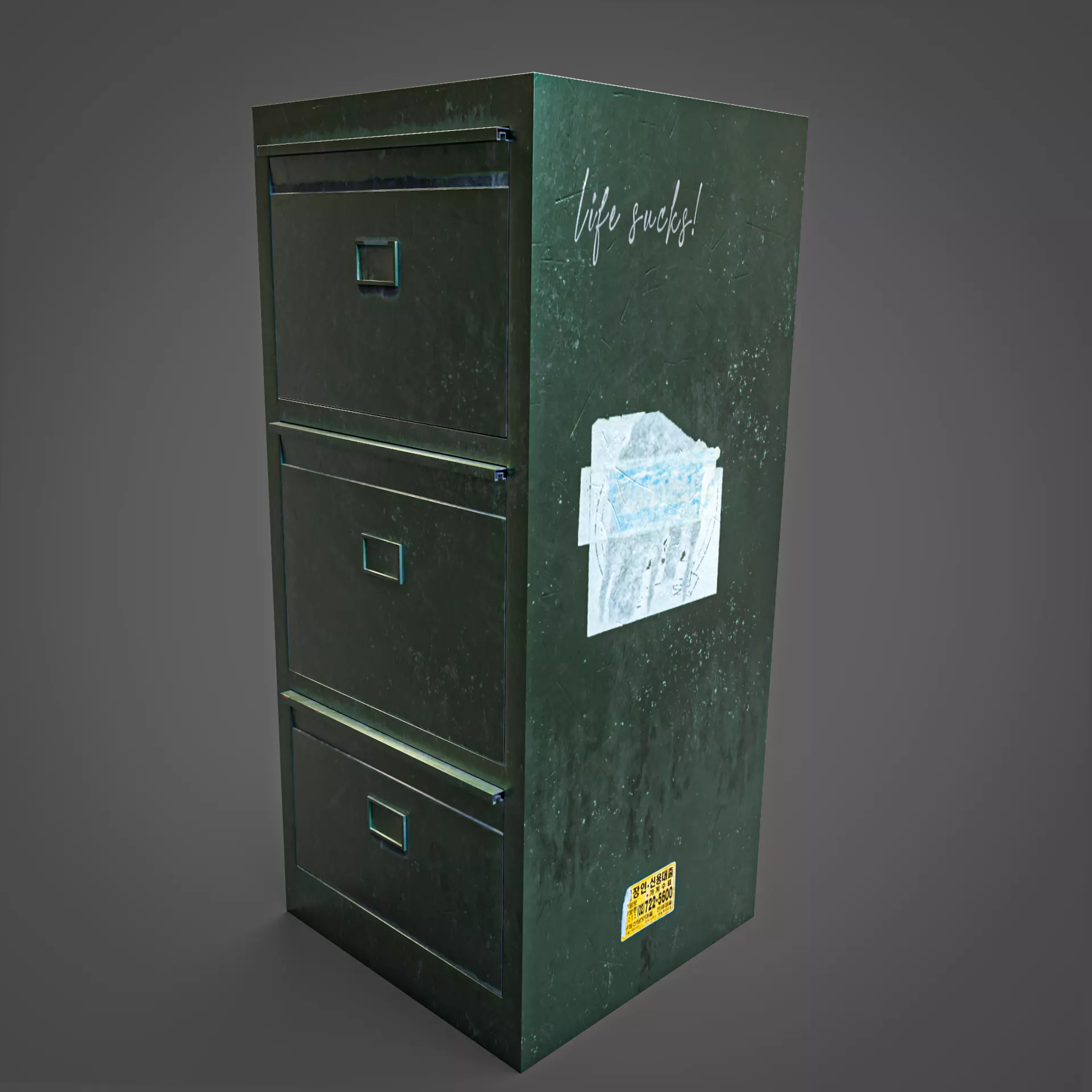 Steel Cabinet Low-poly 3D model_0