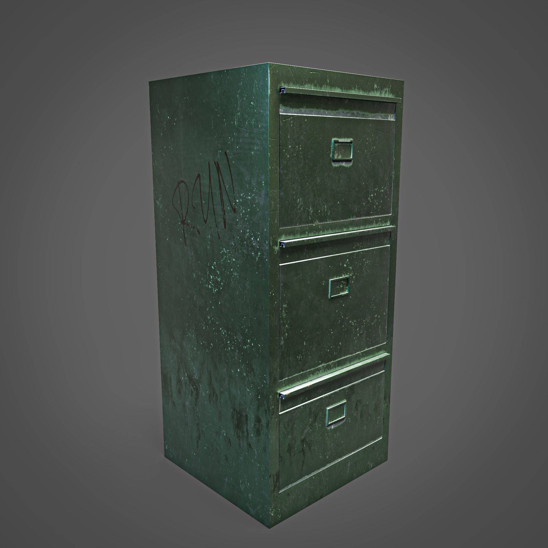 Steel Cabinet Low-poly 3D model_1
