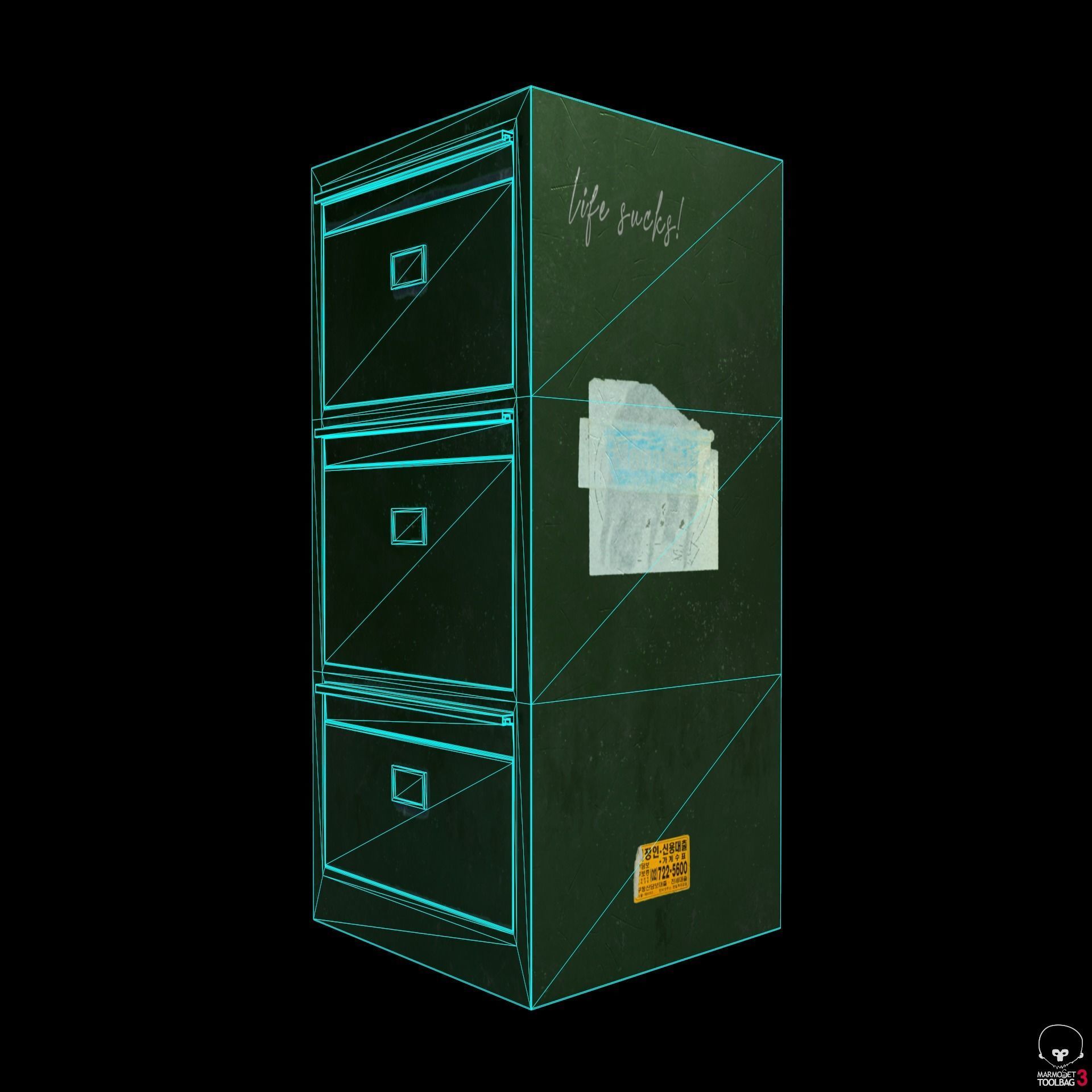 Steel Cabinet Low-poly 3D model_2