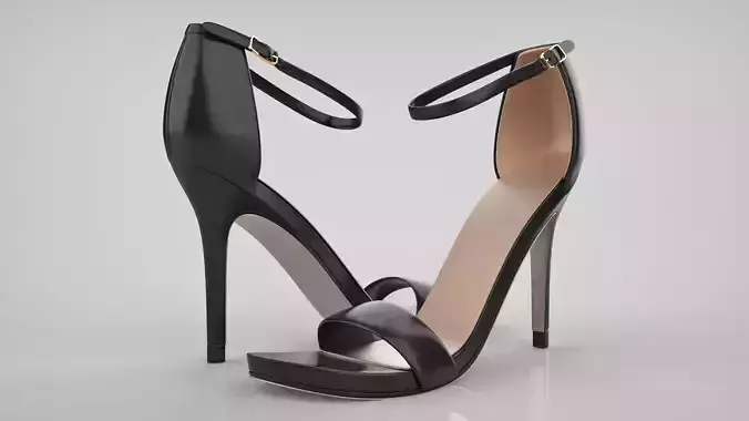 Beautiful High Heel Sandals Low-poly 3D model