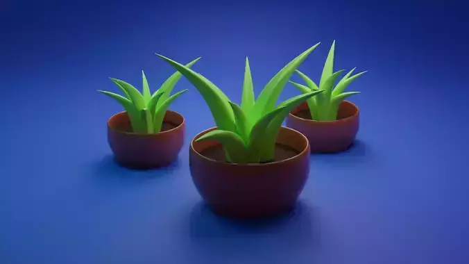 3d plants three in pots