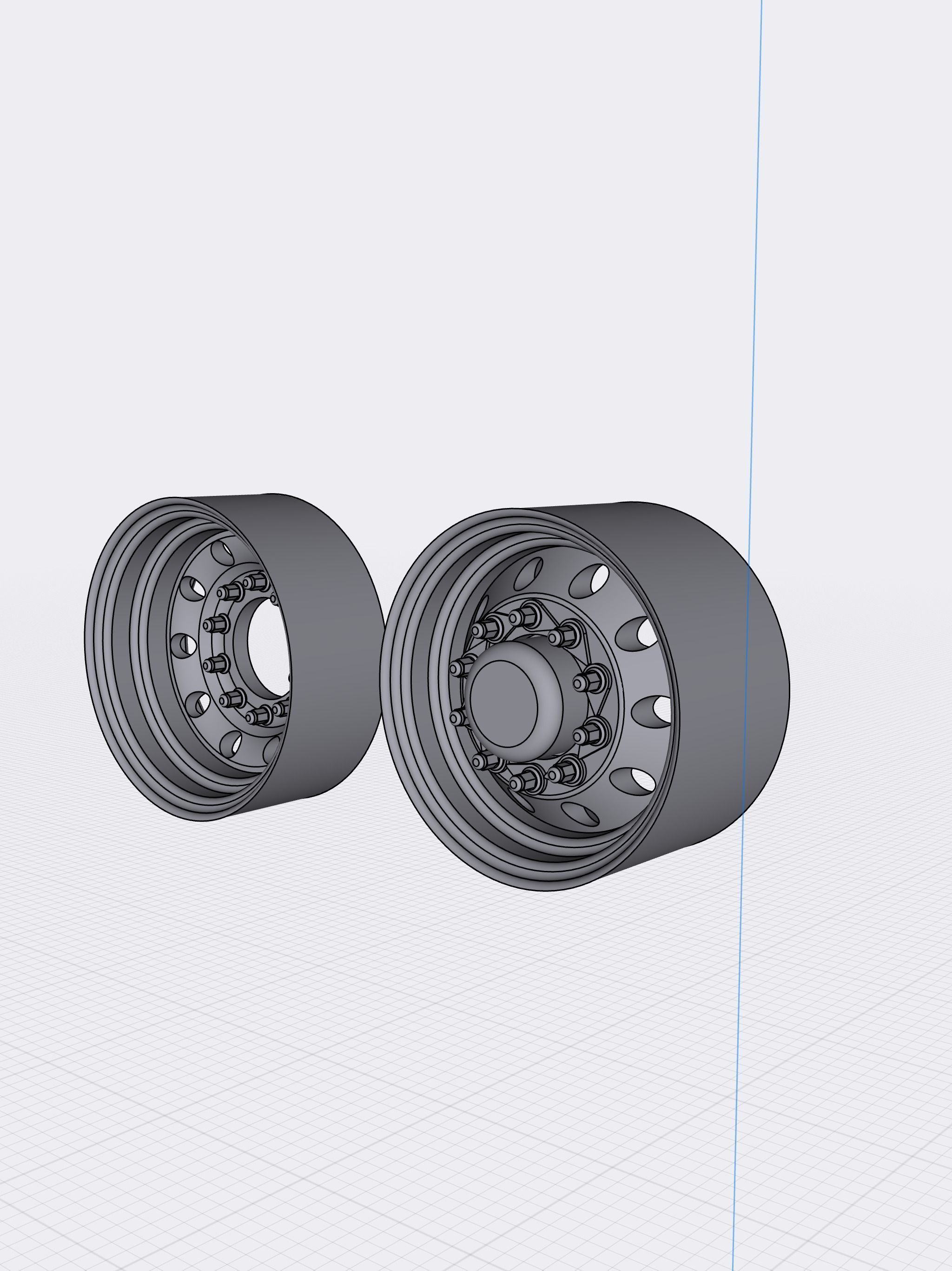 BIG RIG Alcoa 22point5 inch Alloy wheel and hub cover Reversible 3D print model_2