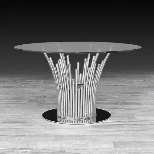 Table modern glass dining with stainless steel base 3D model