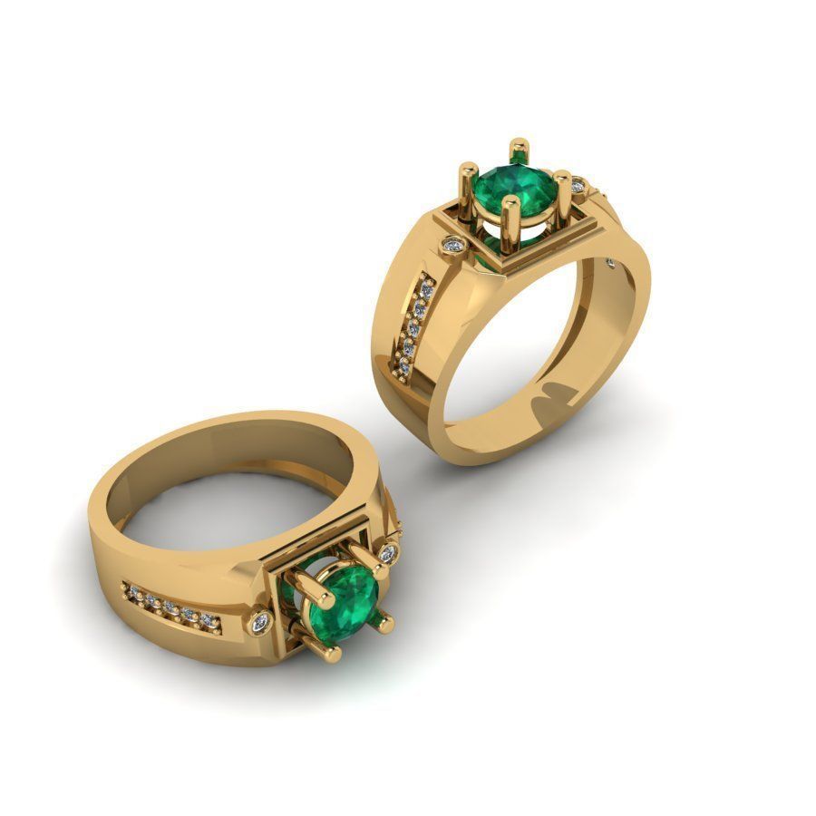 3d-model ring emerald and diamond engagement 3D print model_6