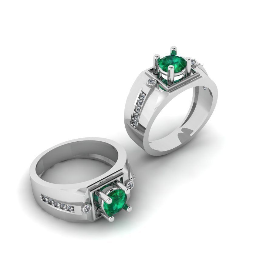 3d-model ring emerald and diamond engagement 3D print model_5