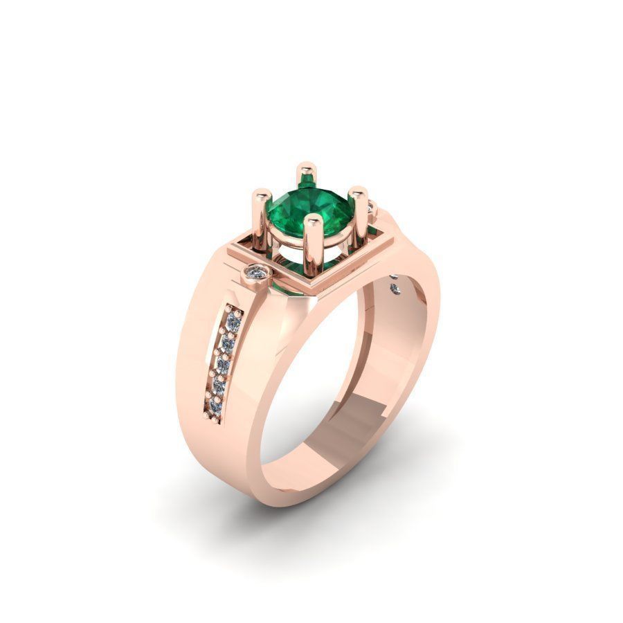 3d-model ring emerald and diamond engagement 3D print model_8