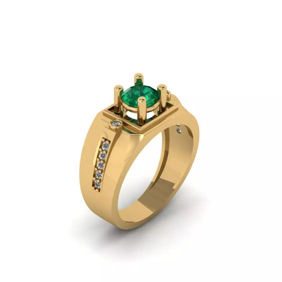 3d-model ring emerald and diamond engagement 3D print model_0