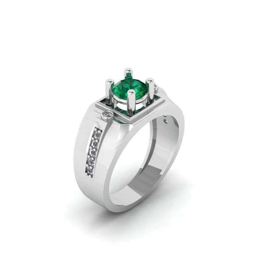 3d-model ring emerald and diamond engagement 3D print model_7