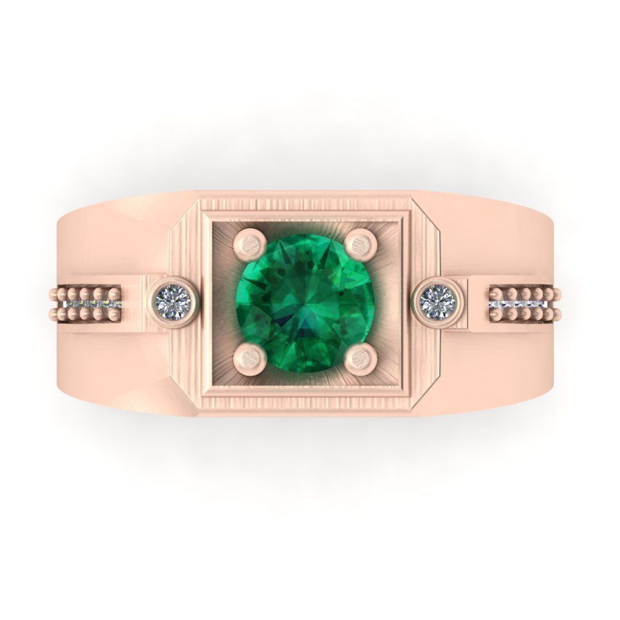 3d-model ring emerald and diamond engagement 3D print model_9