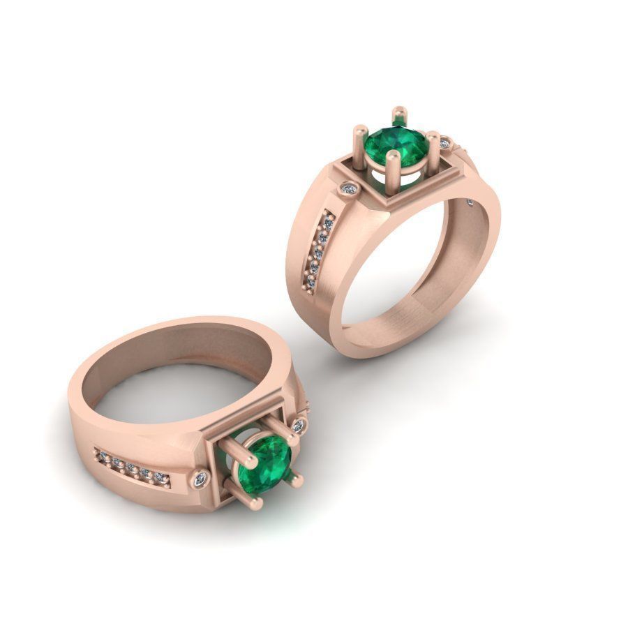 3d-model ring emerald and diamond engagement 3D print model_4