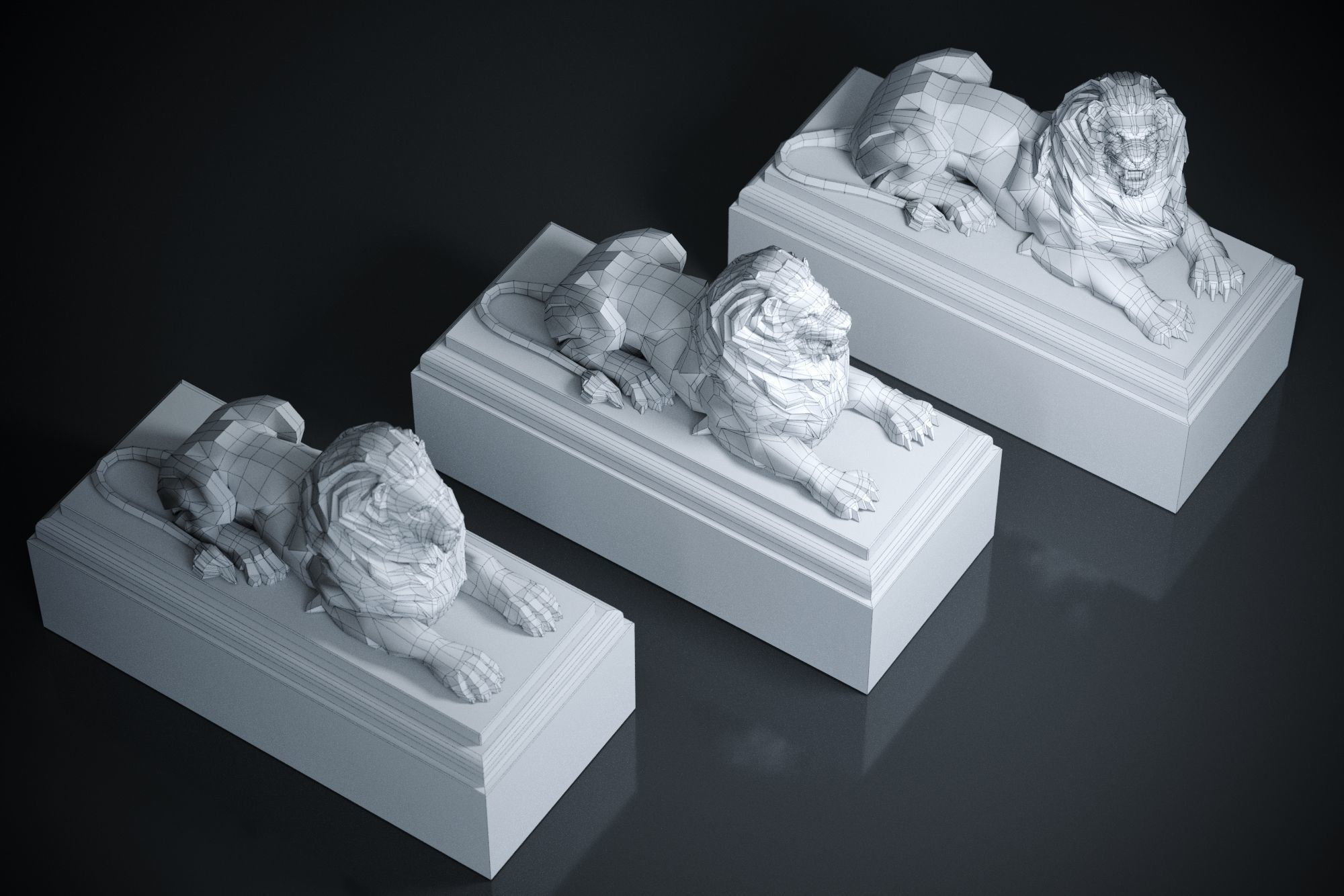 lion sculptures 3D model_9