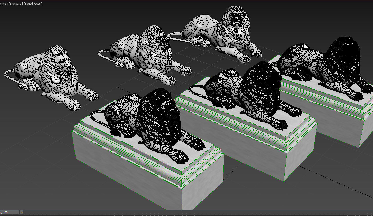 lion sculptures 3D model_13