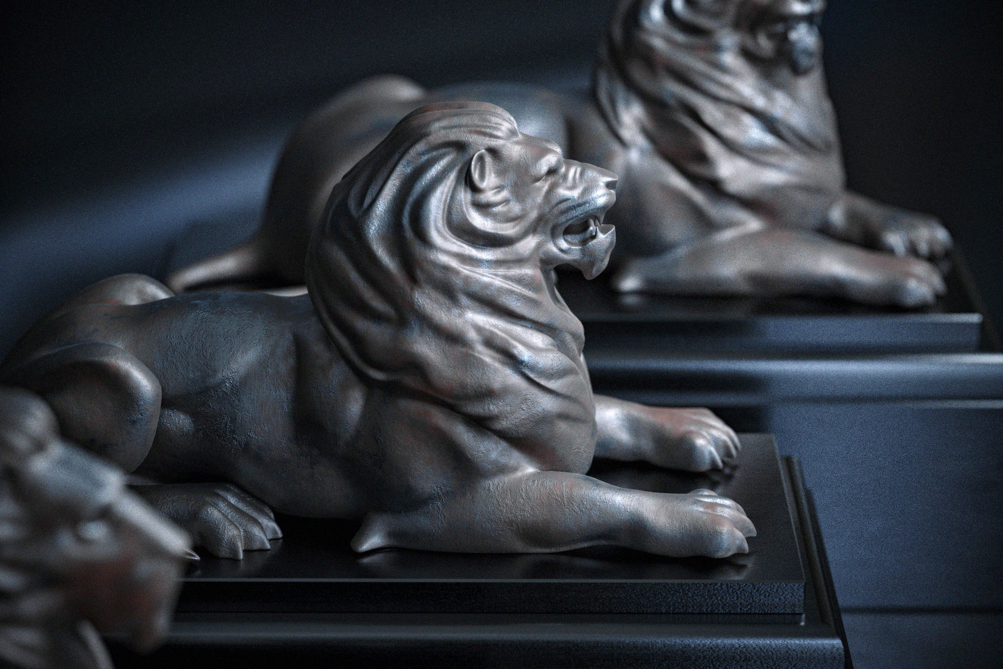 lion sculptures 3D model_8