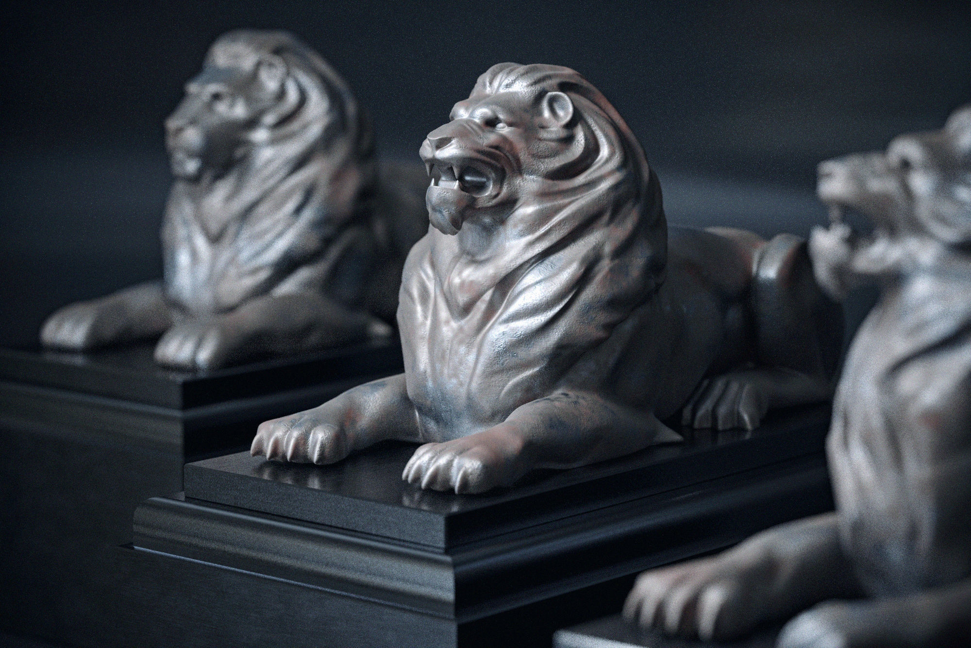 lion sculptures 3D model_2