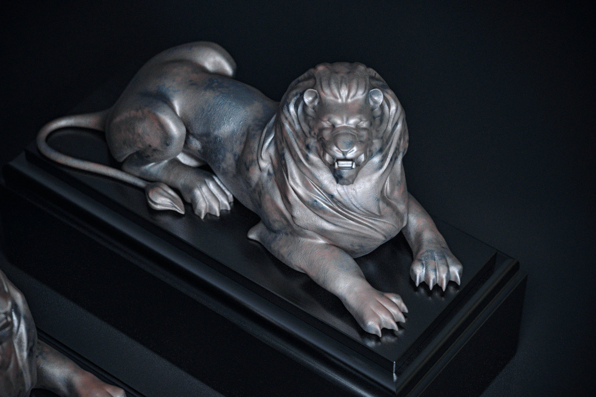 lion sculptures 3D model_3