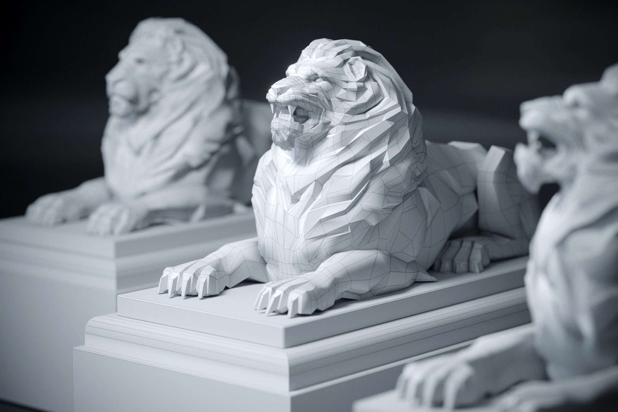 lion sculptures 3D model_10