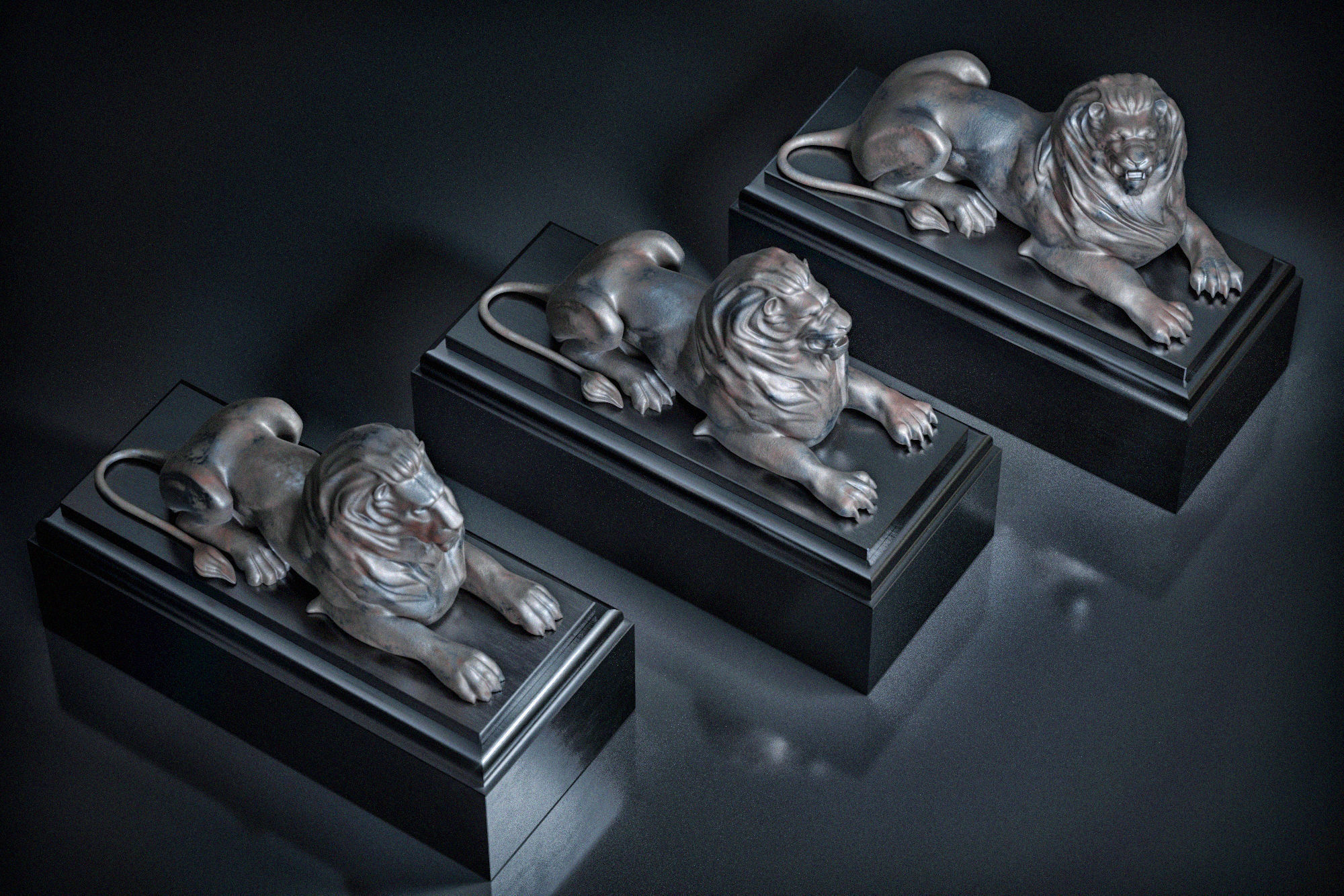 lion sculptures 3D model_1