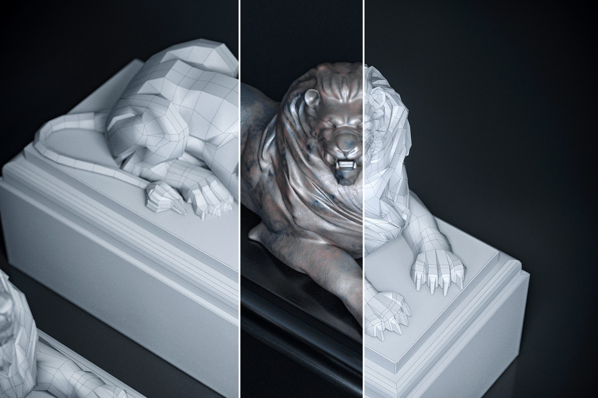lion sculptures 3D model_11