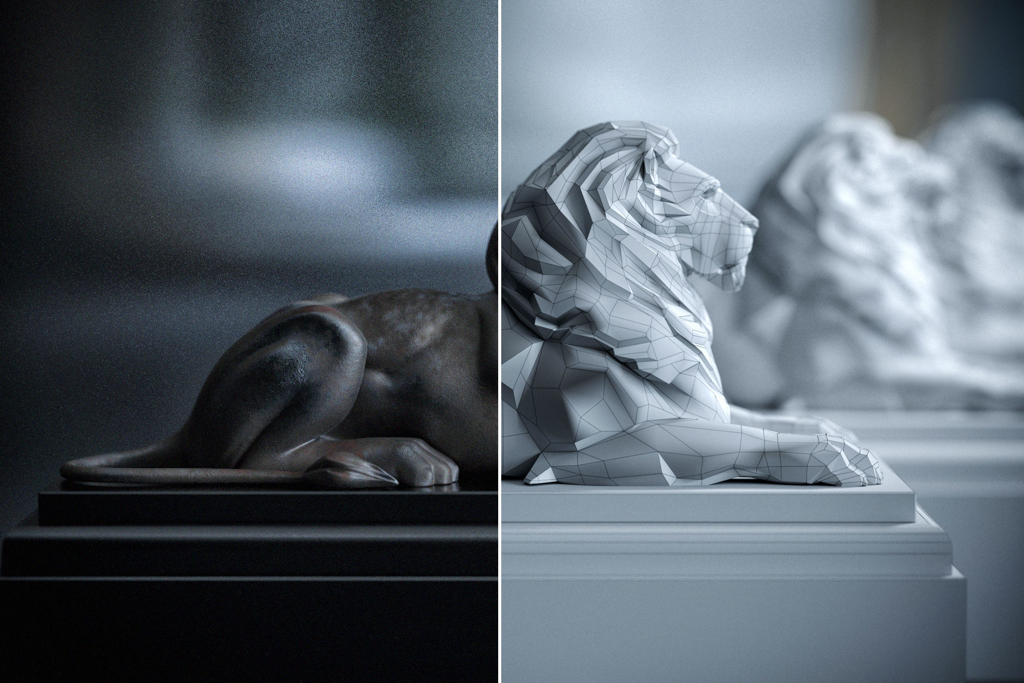 lion sculptures 3D model_4