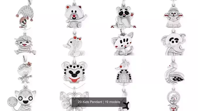 20 Kids Pendant 3D Model Collection