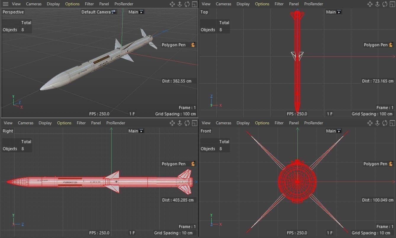 PL-12 Chinese BVR Air to Air Missile model Low-poly 3D model_12