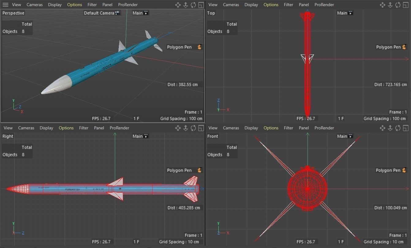 PL-12 Chinese BVR Air to Air Missile model Low-poly 3D model_11