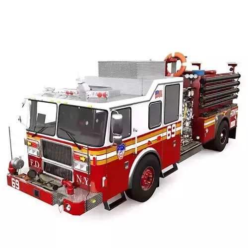 Fire Truck FDNY Engine with Interior Low-poly 3D model