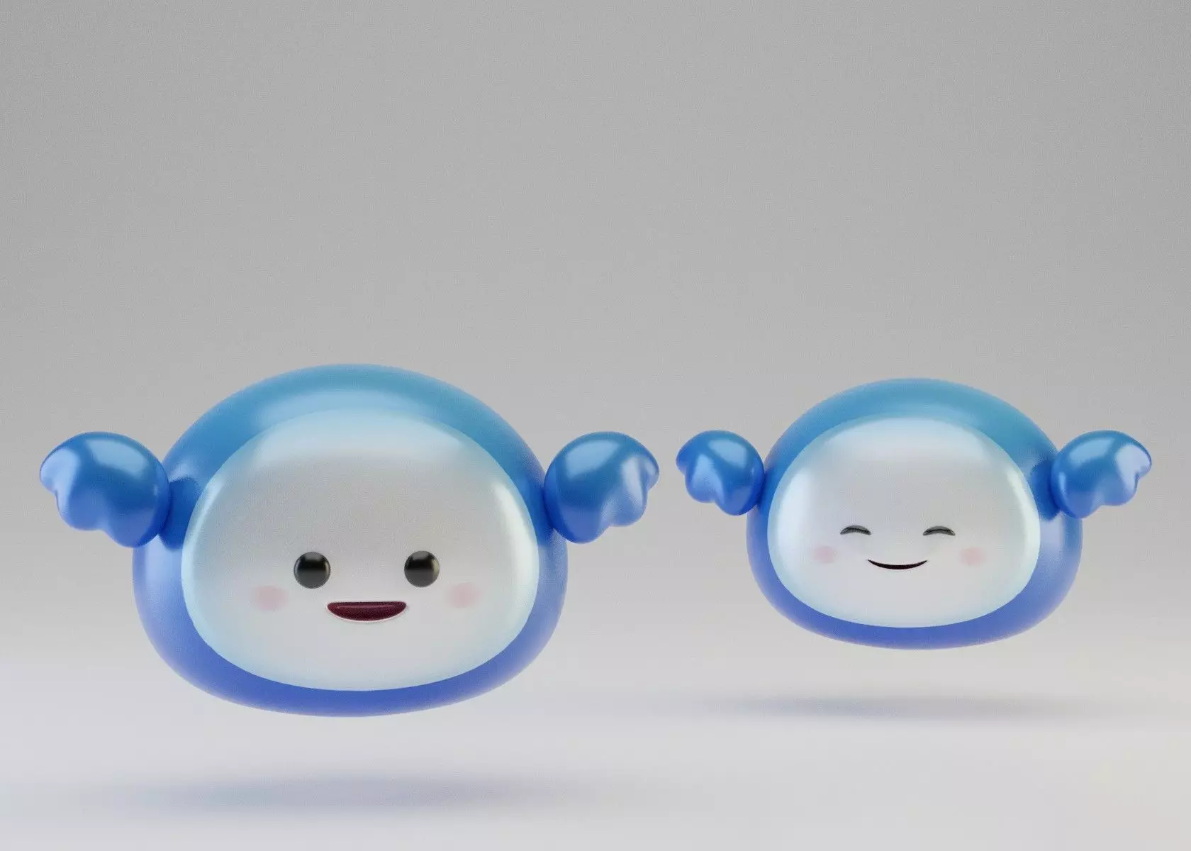 Blue mini cute creature Low-poly 3D model