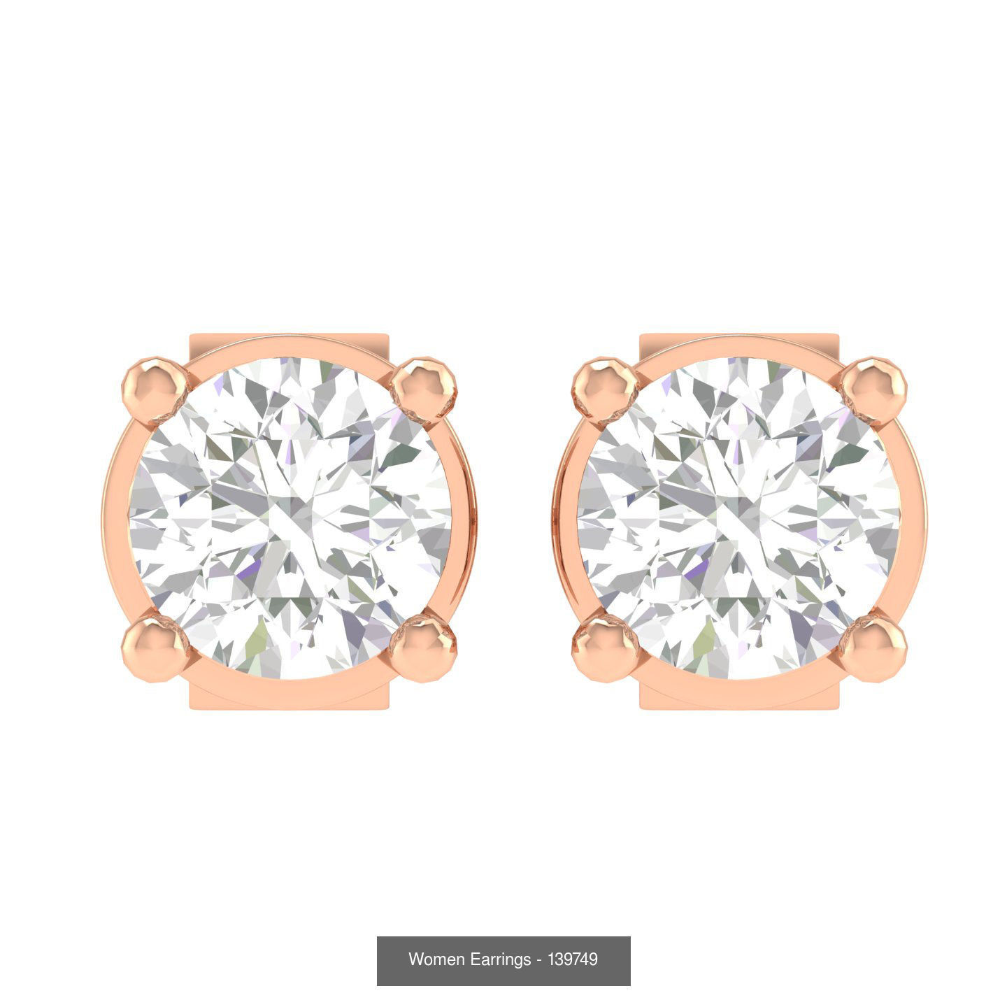 80 Solitaire Diamond studs earrings  3D Model Collection_51