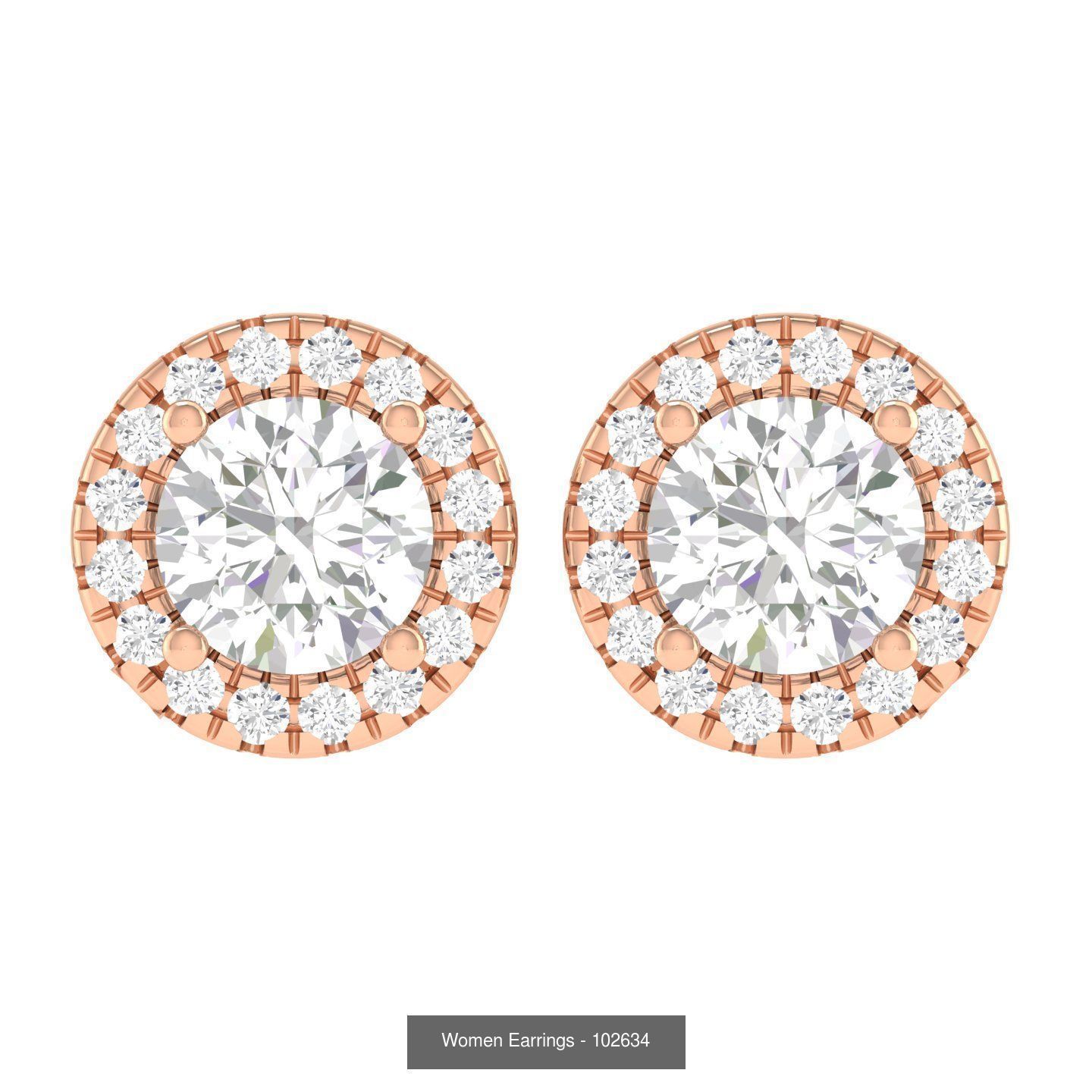 80 Solitaire Diamond studs earrings  3D Model Collection_81