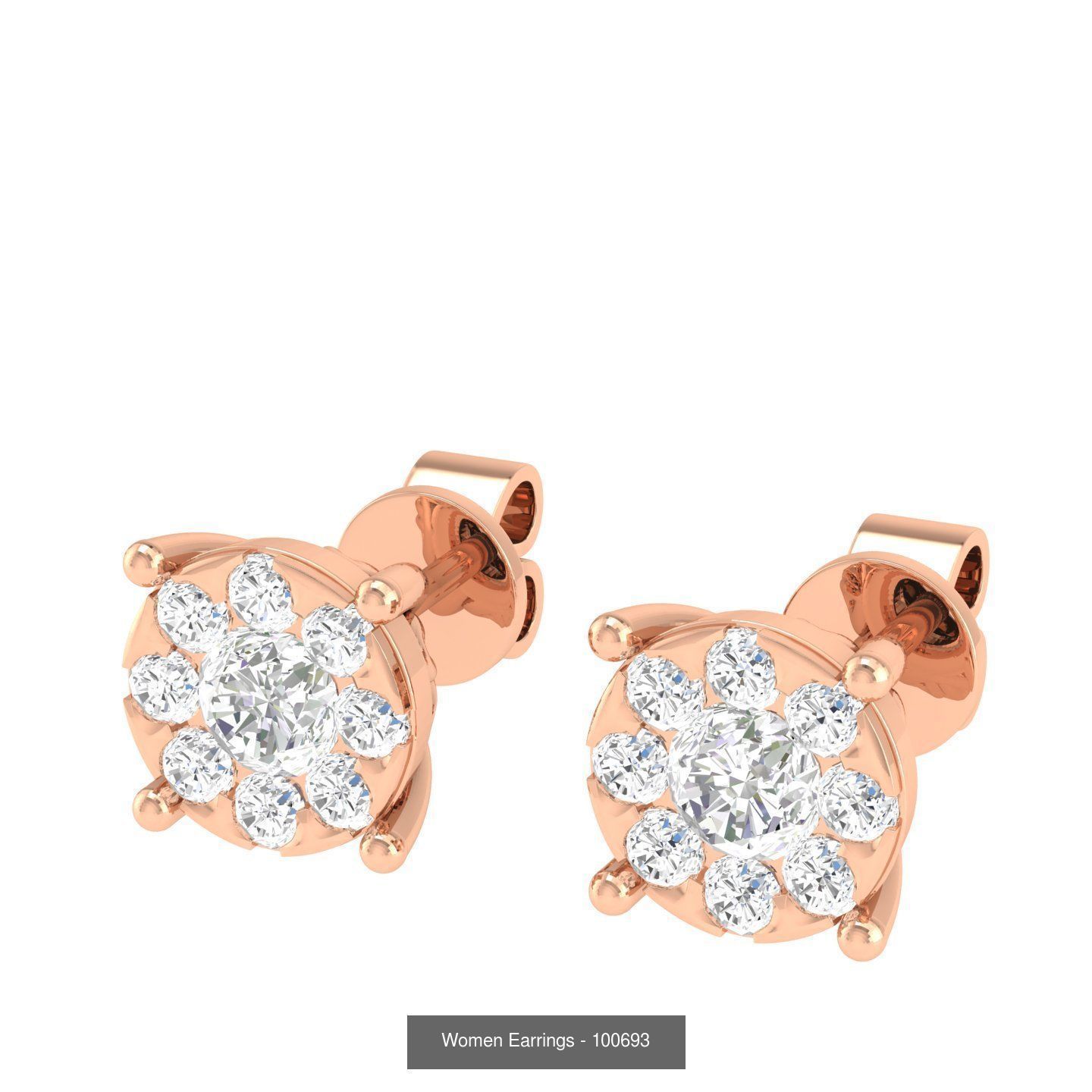 80 Solitaire Diamond studs earrings  3D Model Collection_84
