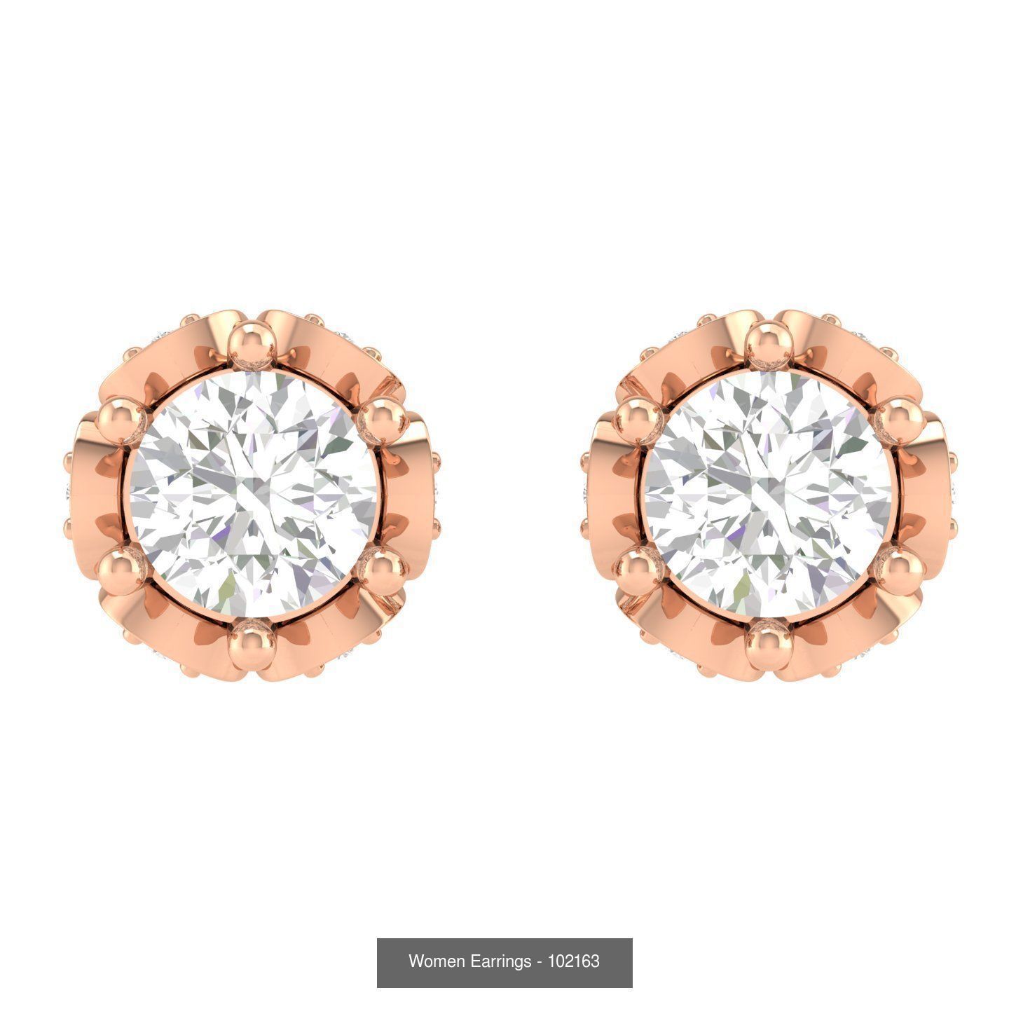 80 Solitaire Diamond studs earrings  3D Model Collection_82