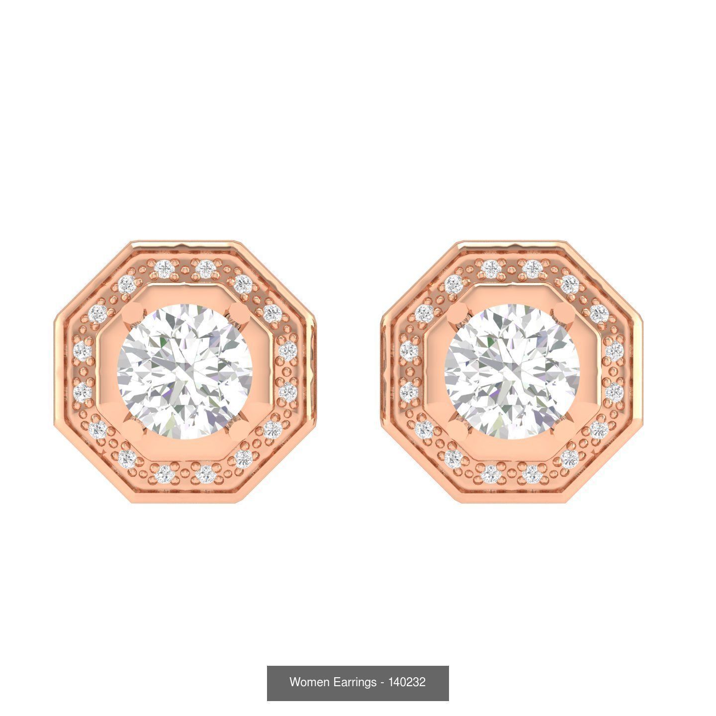 80 Solitaire Diamond studs earrings  3D Model Collection_37