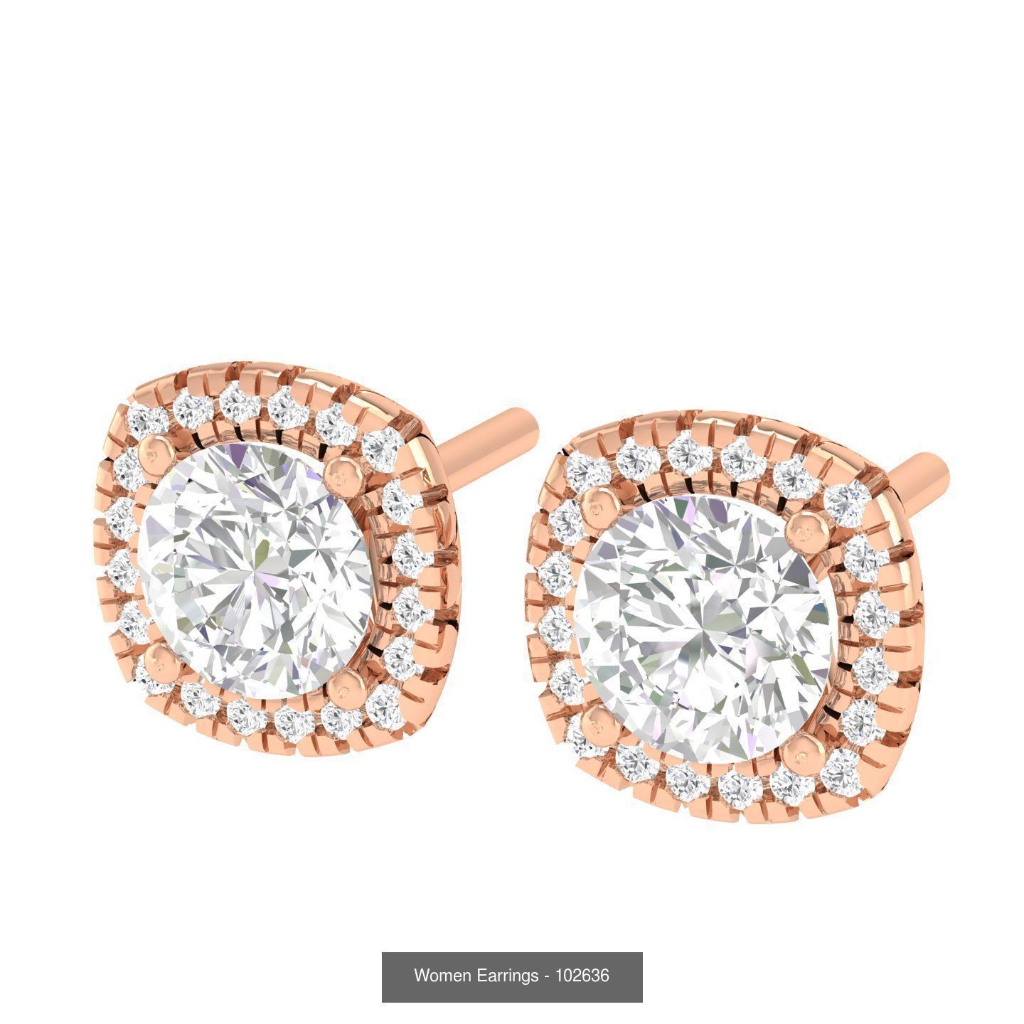 80 Solitaire Diamond studs earrings  3D Model Collection_80