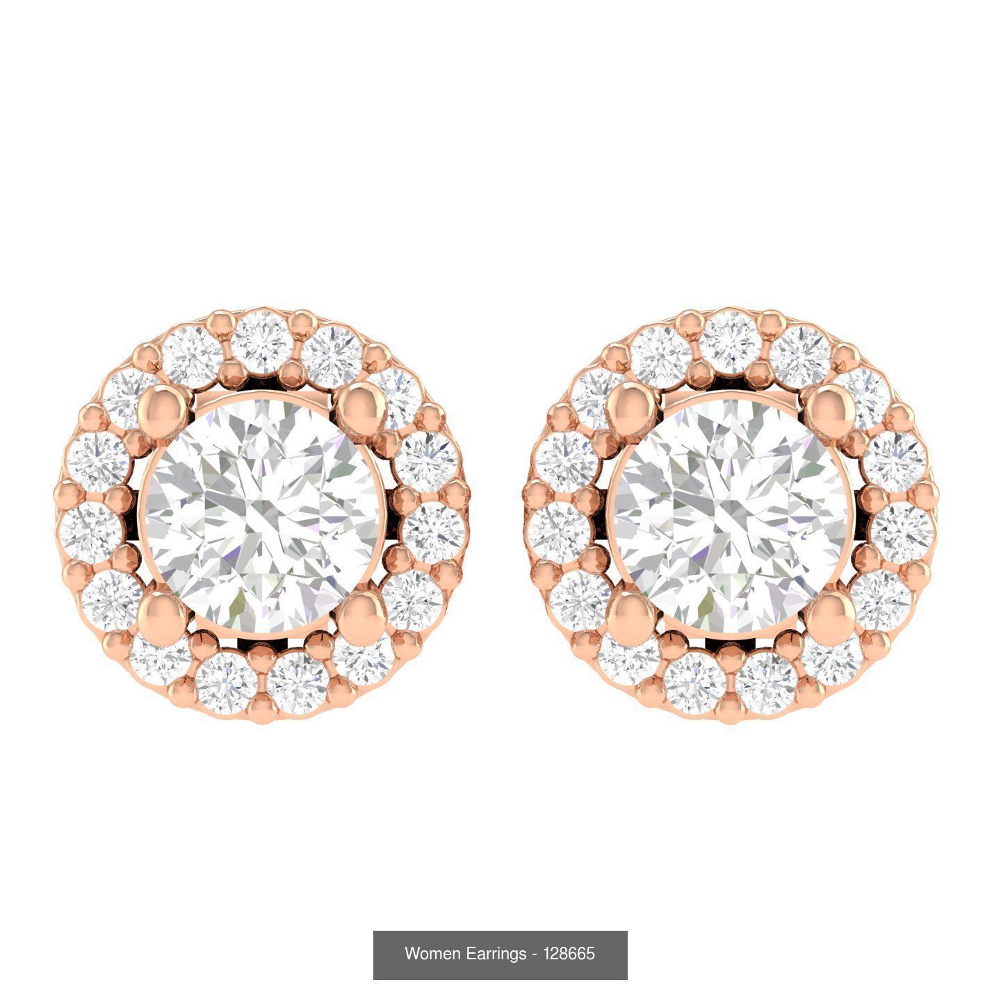 80 Solitaire Diamond studs earrings  3D Model Collection_73