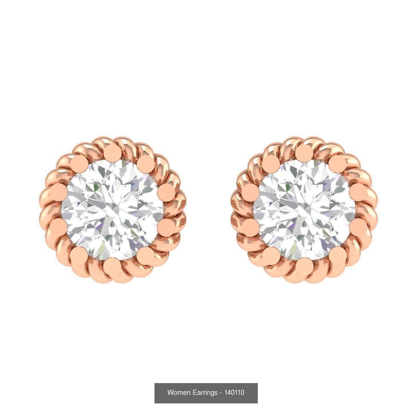 80 Solitaire Diamond studs earrings  3D Model Collection_44