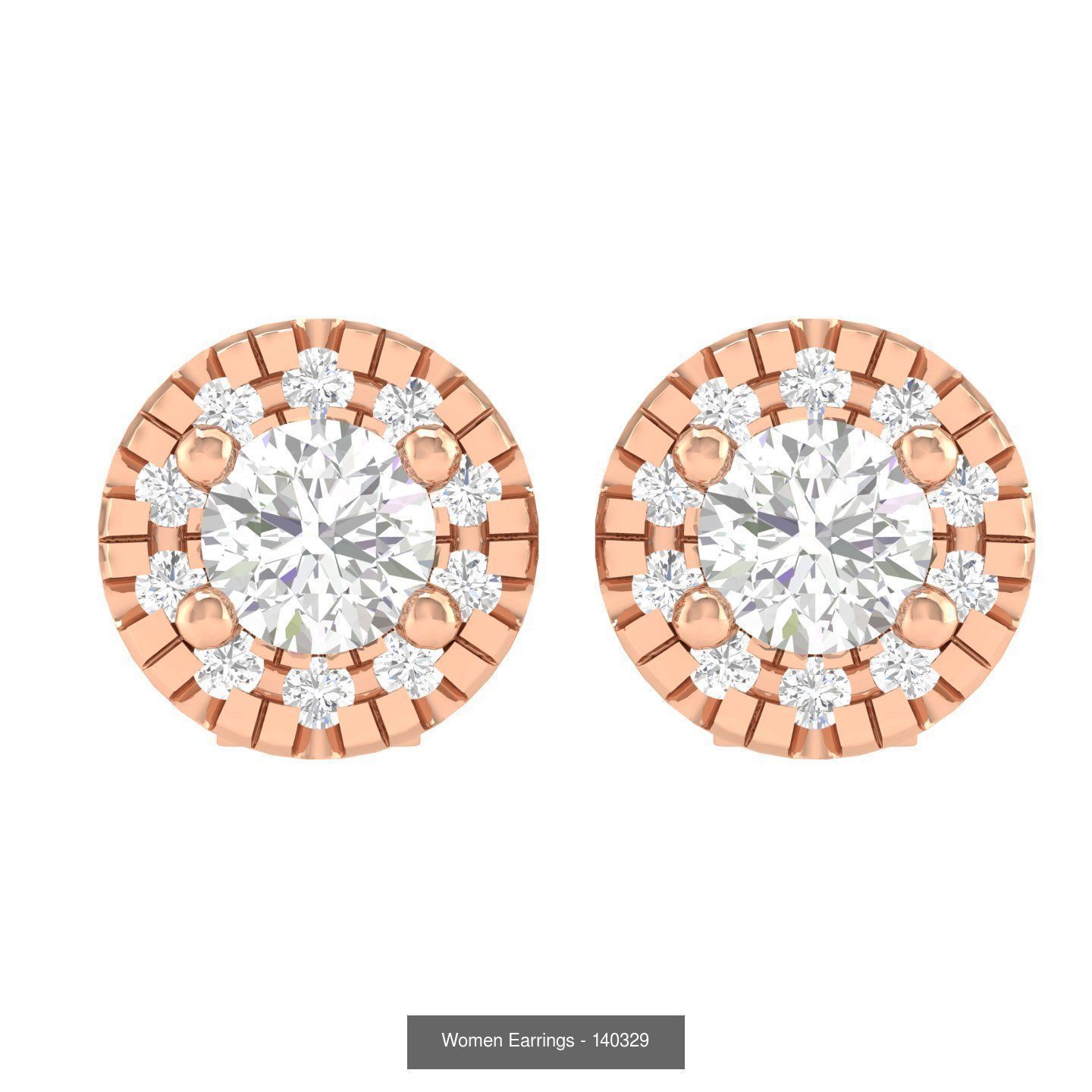 80 Solitaire Diamond studs earrings  3D Model Collection_32