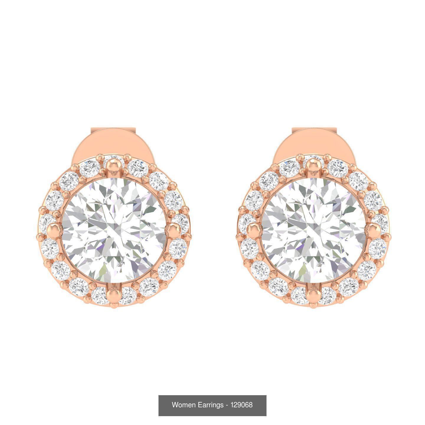 80 Solitaire Diamond studs earrings  3D Model Collection_68