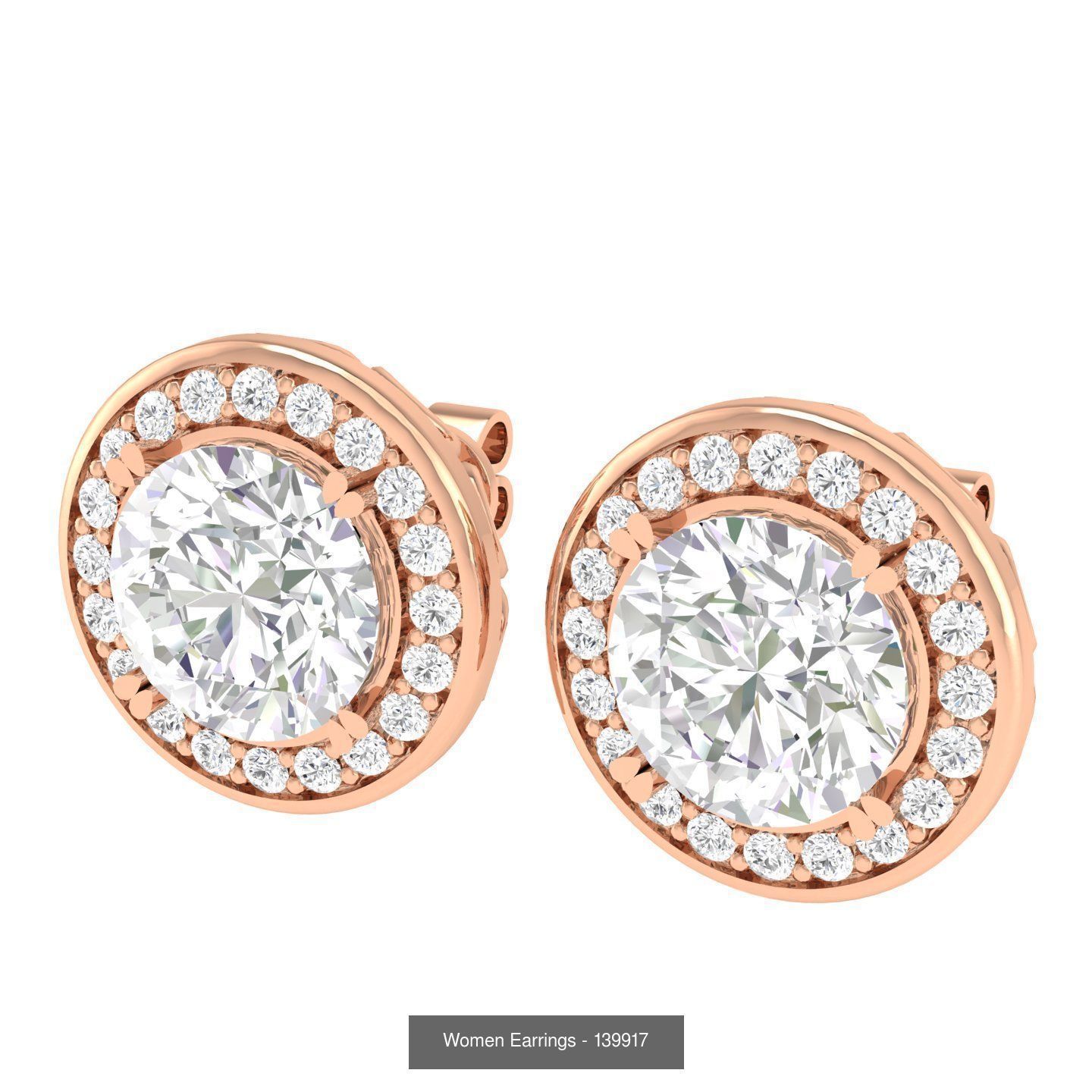 80 Solitaire Diamond studs earrings  3D Model Collection_47