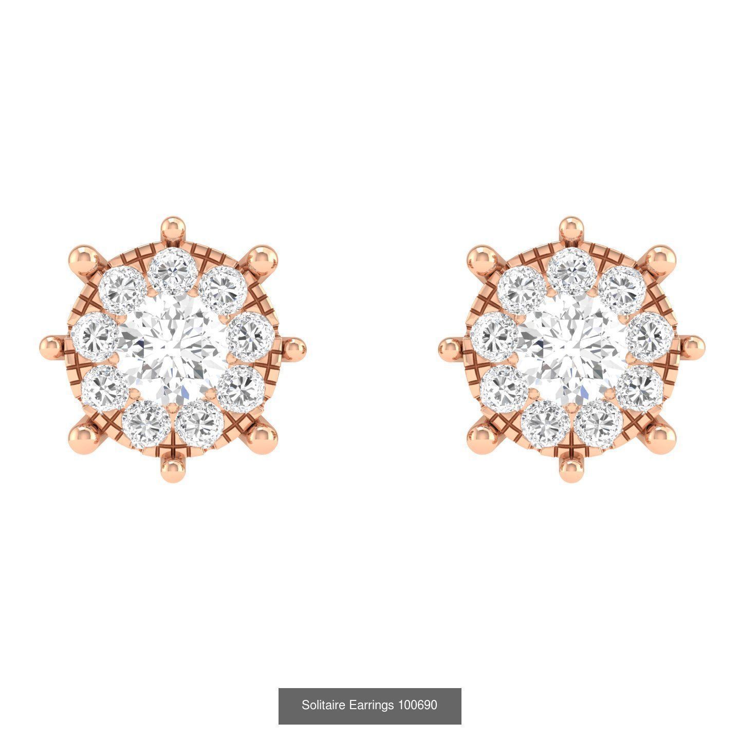 80 Solitaire Diamond studs earrings  3D Model Collection_87