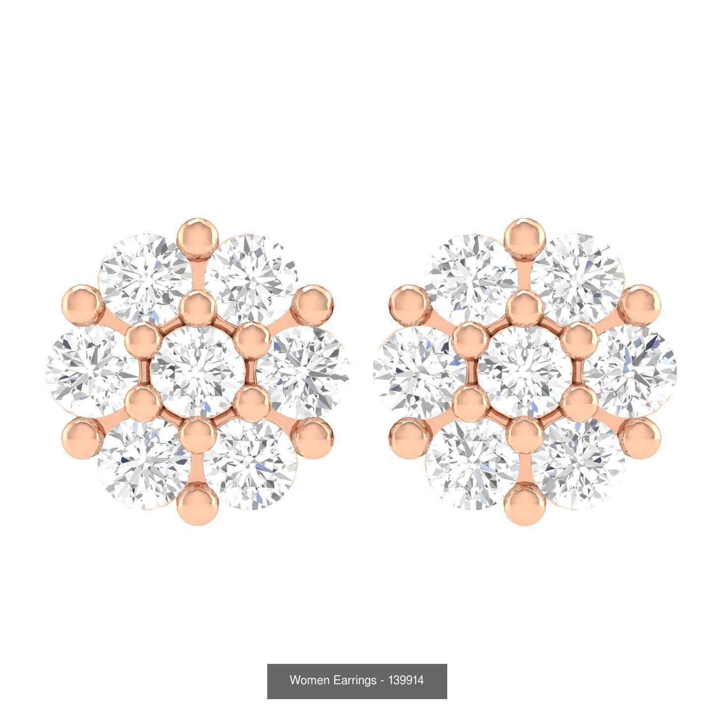 80 Solitaire Diamond studs earrings  3D Model Collection_48