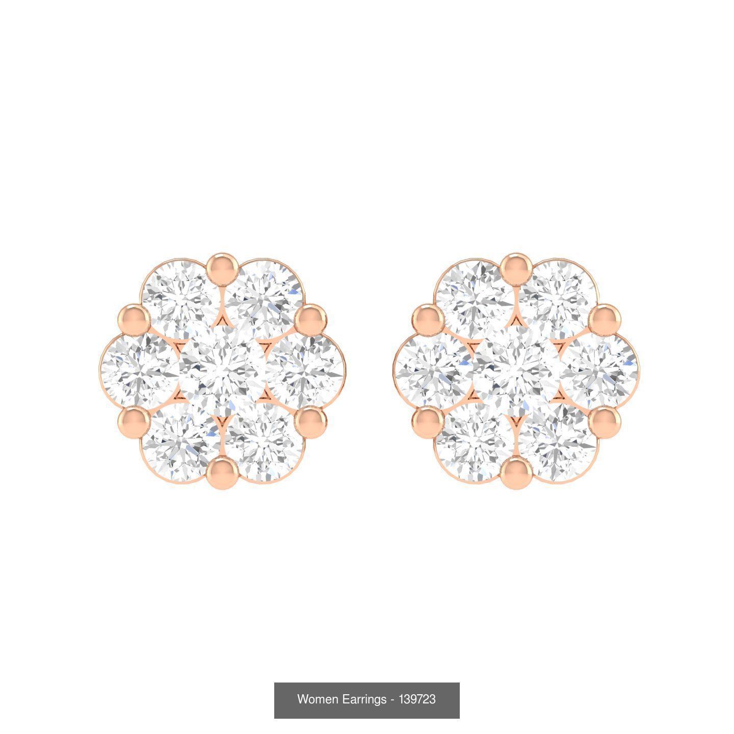 80 Solitaire Diamond studs earrings  3D Model Collection_52