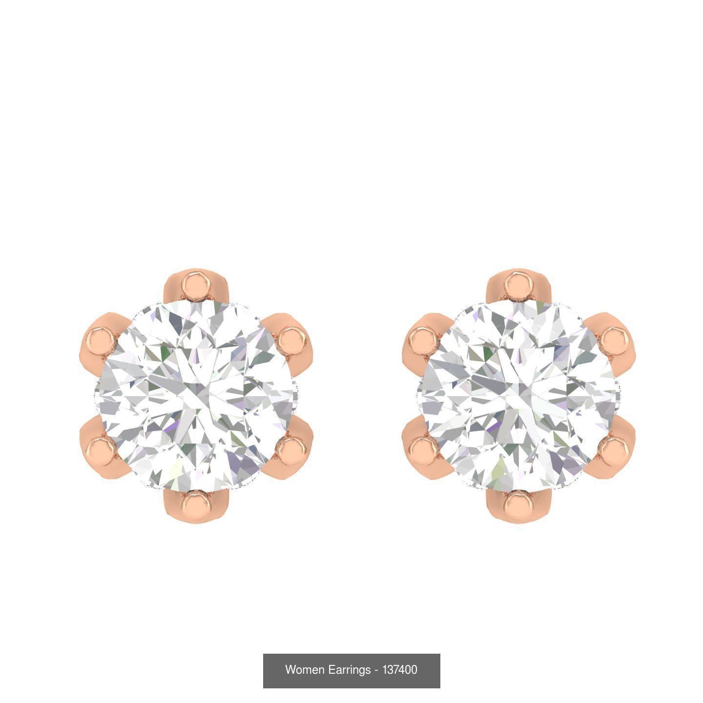 80 Solitaire Diamond studs earrings  3D Model Collection_60