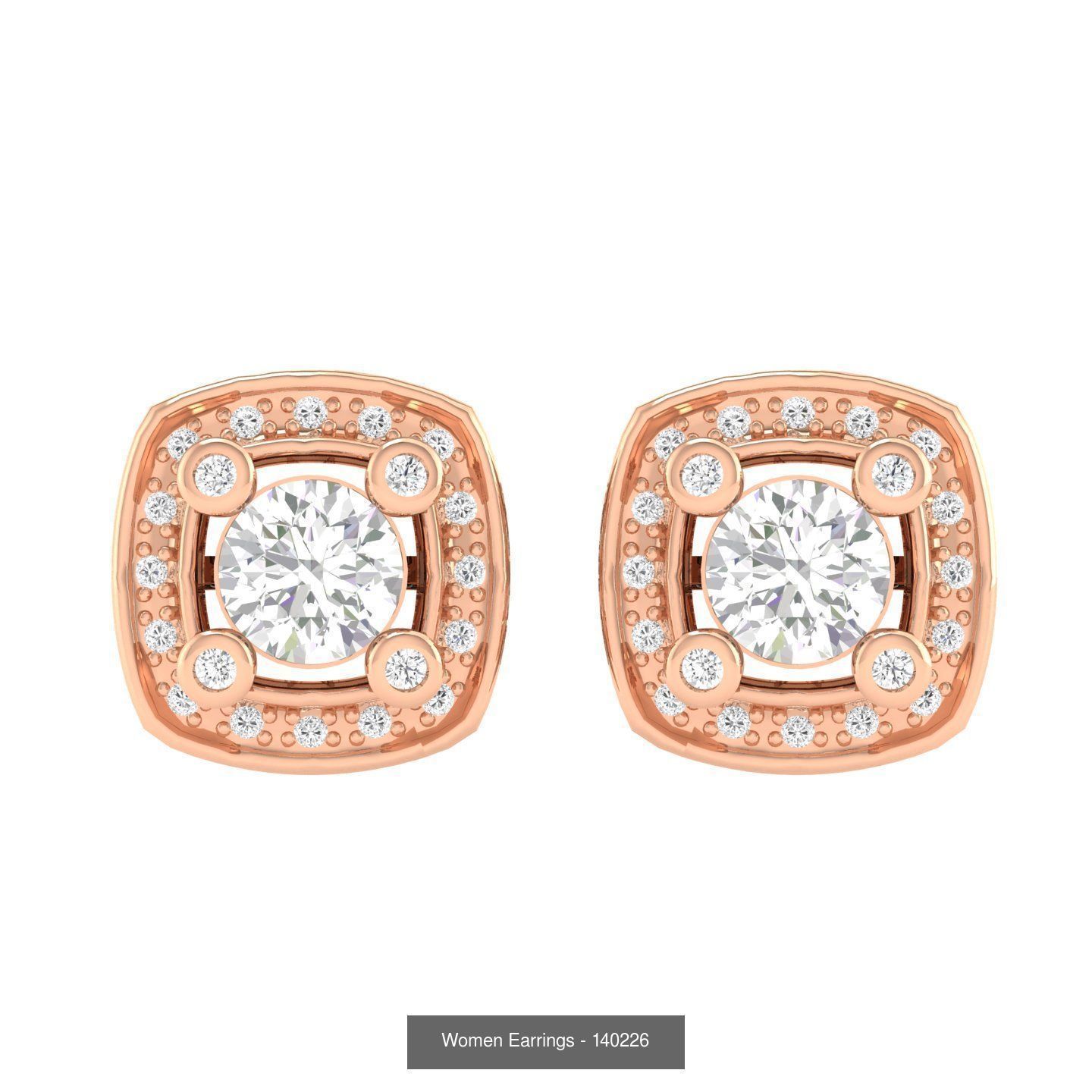 80 Solitaire Diamond studs earrings  3D Model Collection_39