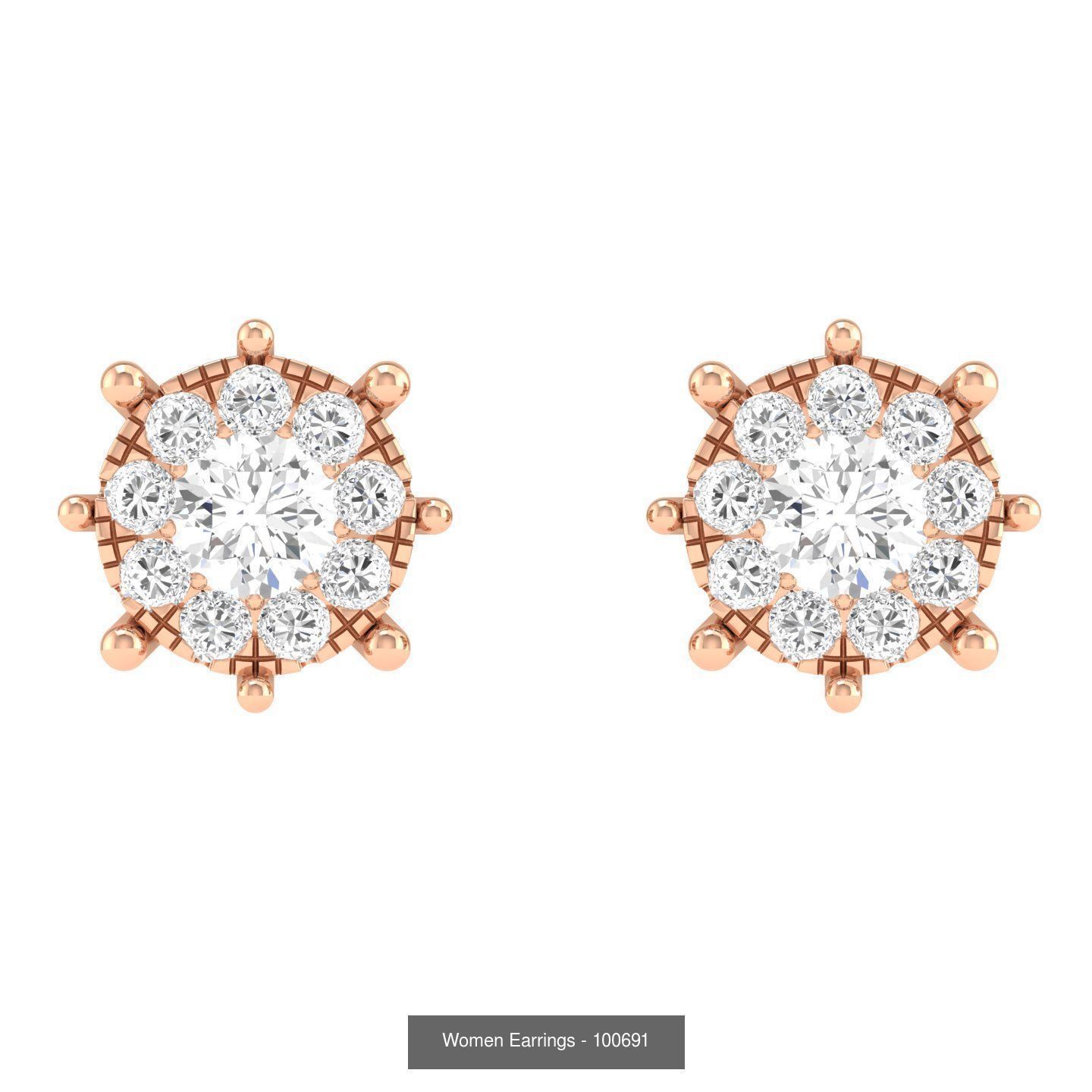 80 Solitaire Diamond studs earrings  3D Model Collection_86