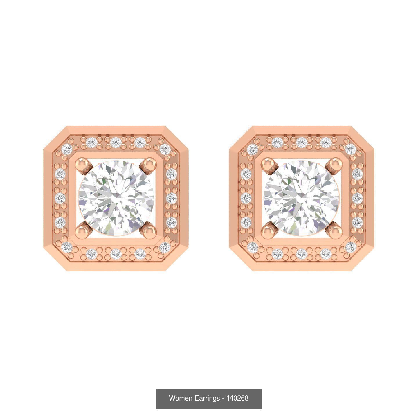 80 Solitaire Diamond studs earrings  3D Model Collection_35