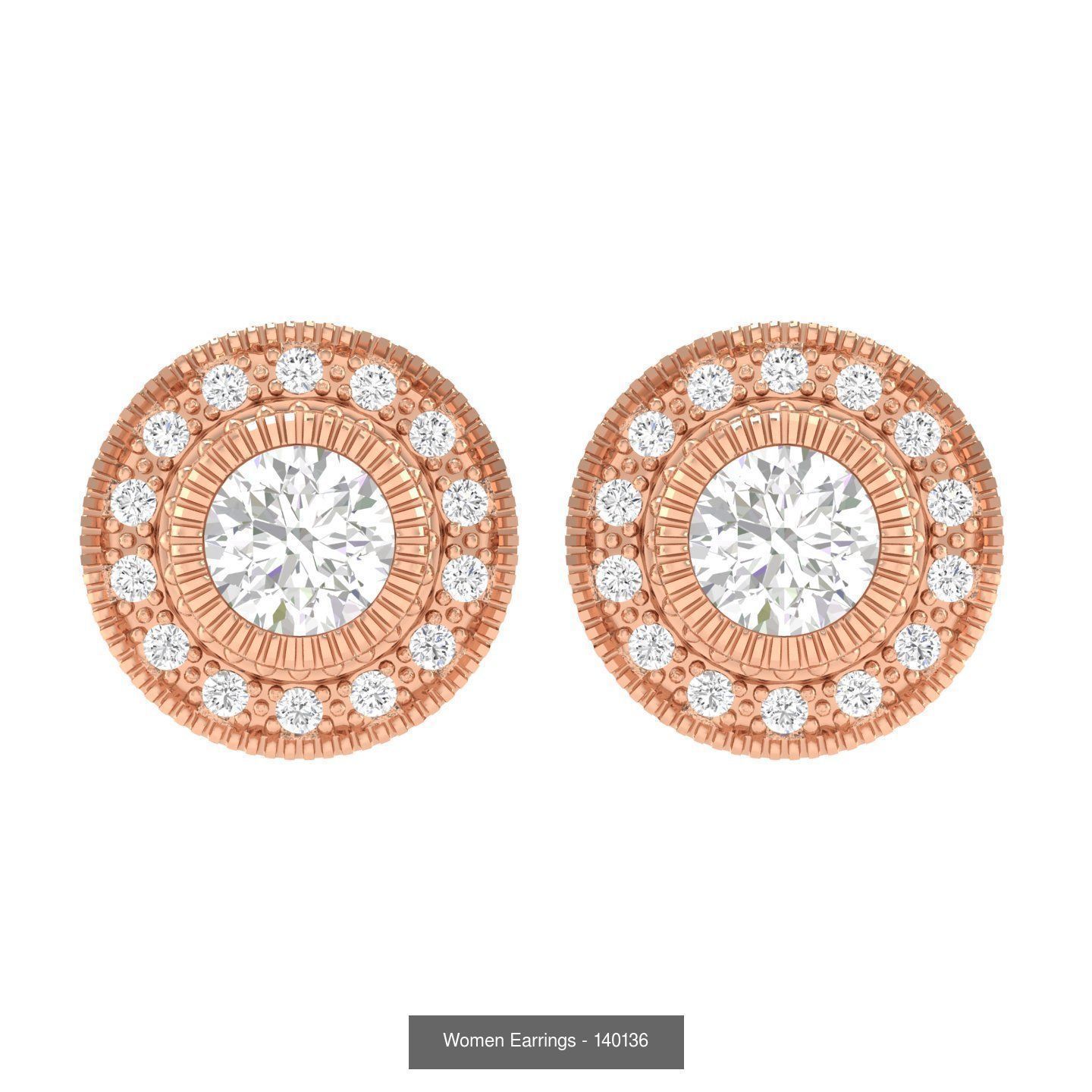 80 Solitaire Diamond studs earrings  3D Model Collection_43