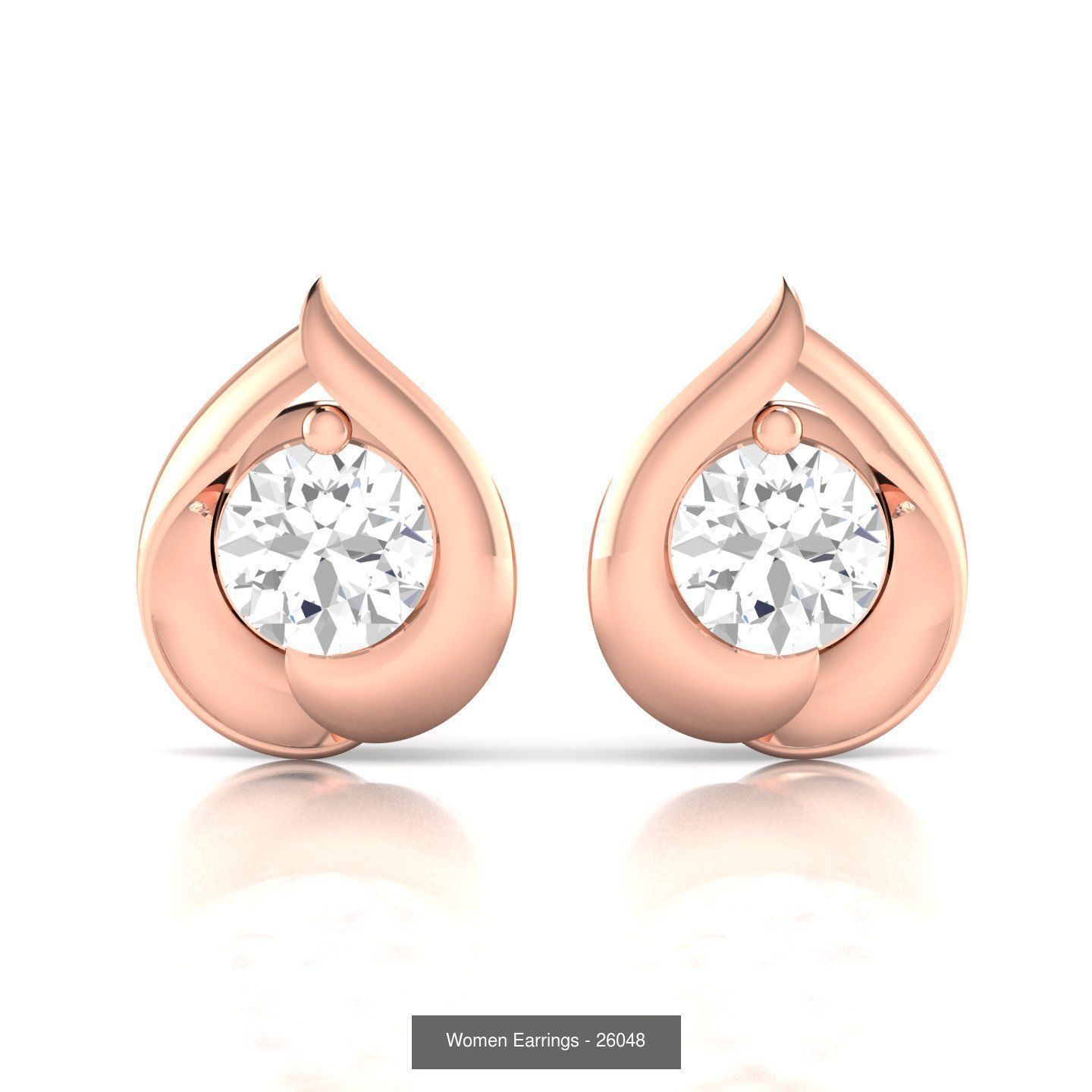 80 Solitaire Diamond studs earrings  3D Model Collection_13