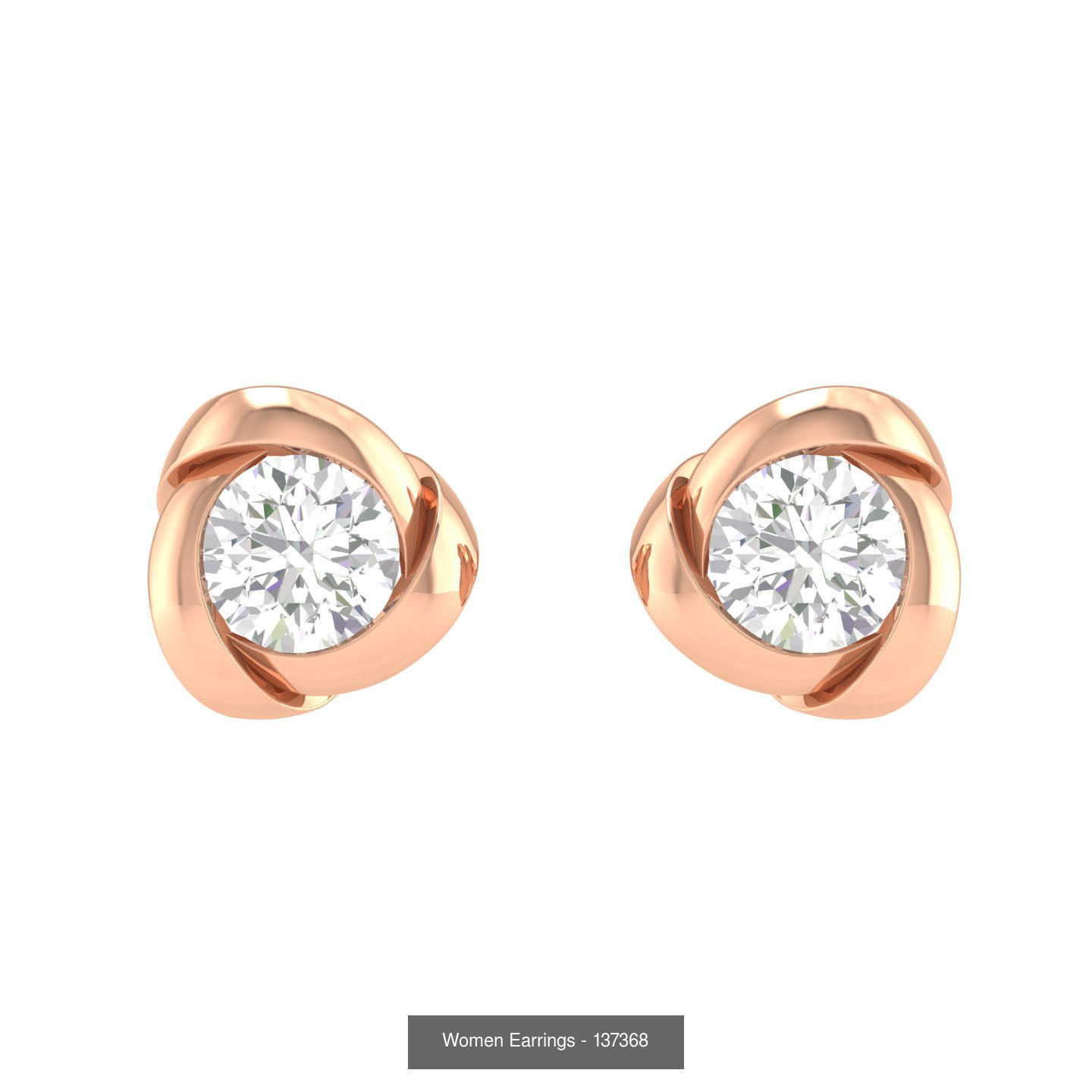 80 Solitaire Diamond studs earrings  3D Model Collection_61