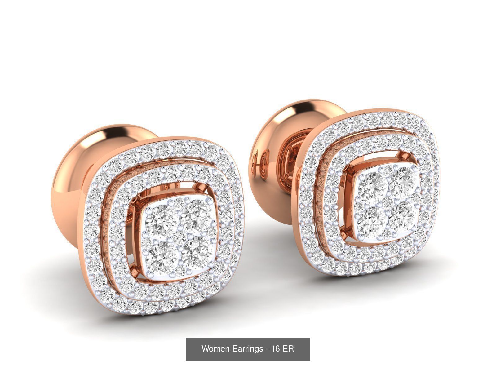 80 Solitaire Diamond studs earrings  3D Model Collection_15